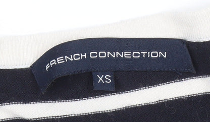 Brand and care label for French Connection Women's Black Striped Pullover XS