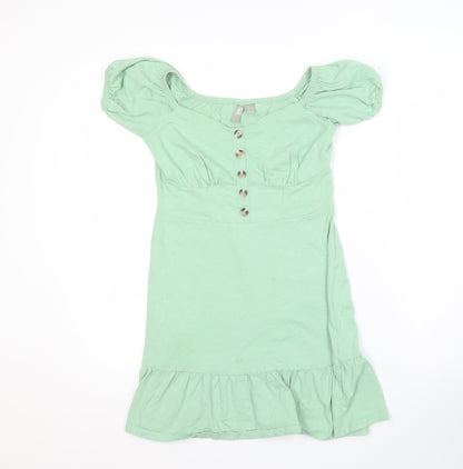 Additional front view of ASOS Women's Green A-Line Dress, size 8, Casual Style