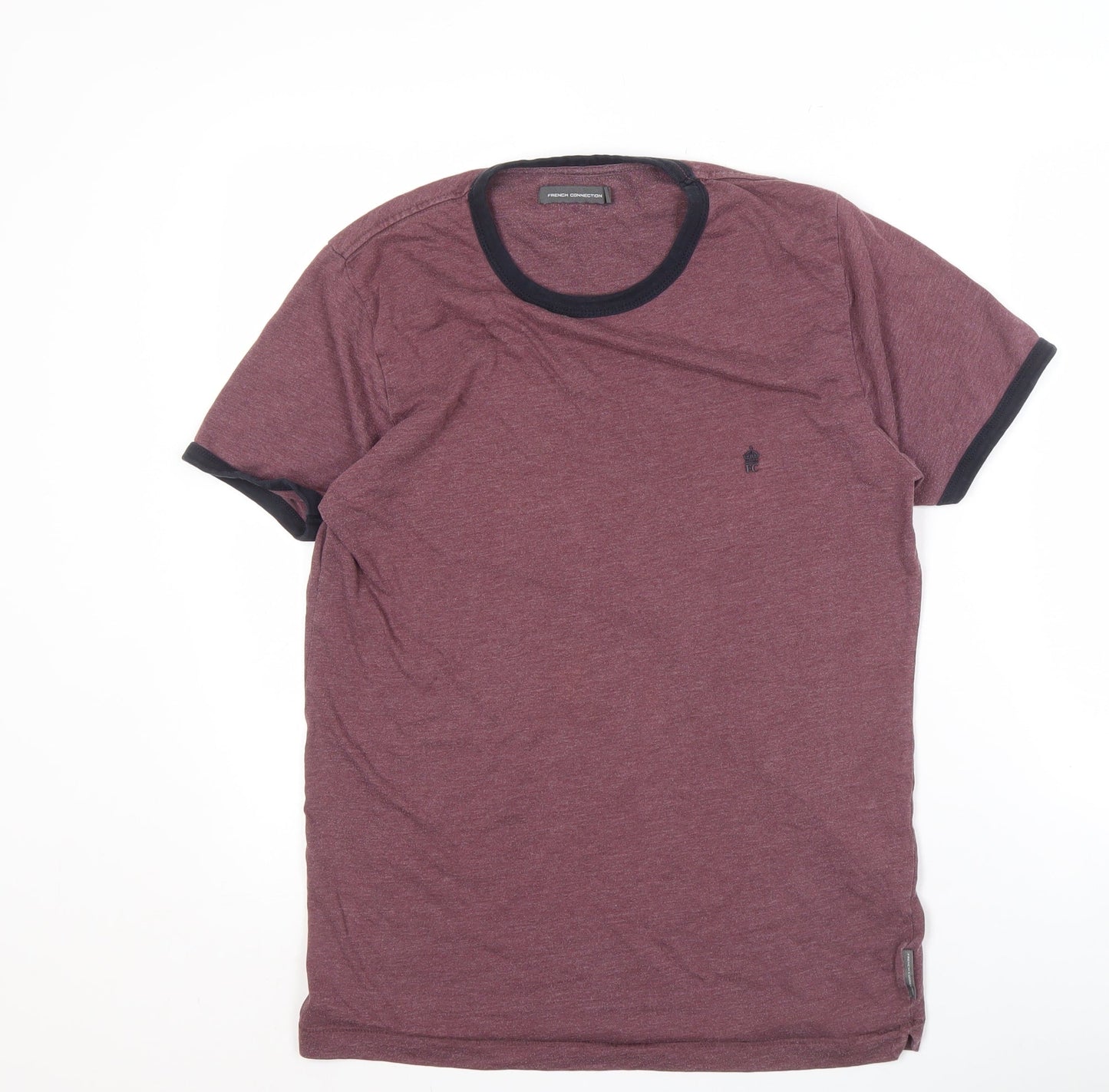 French Connection Men's Purple T-Shirt, Size L, Crew Neck