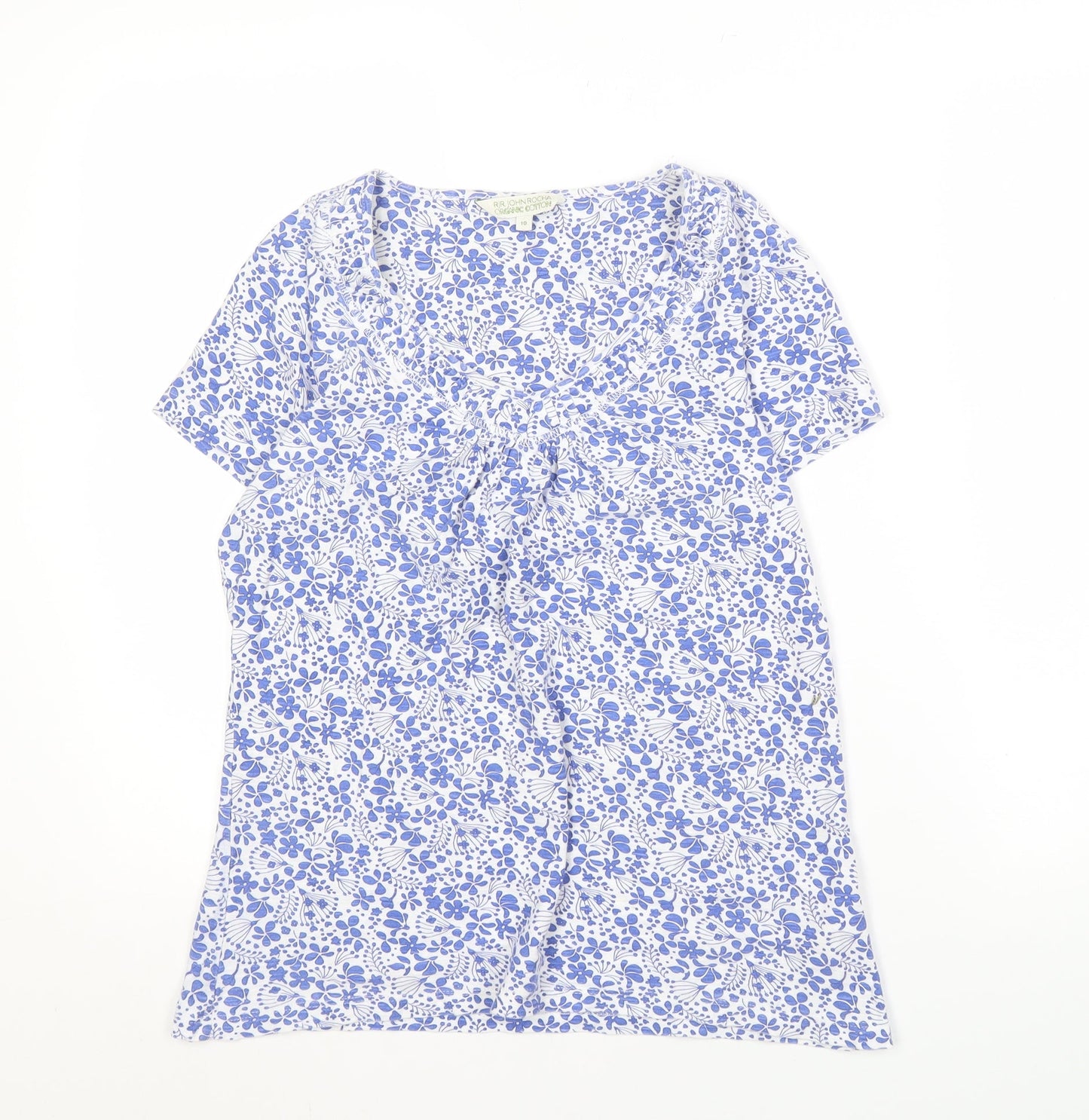 RJR John Rocha Women's Blue Floral V-Neck Top