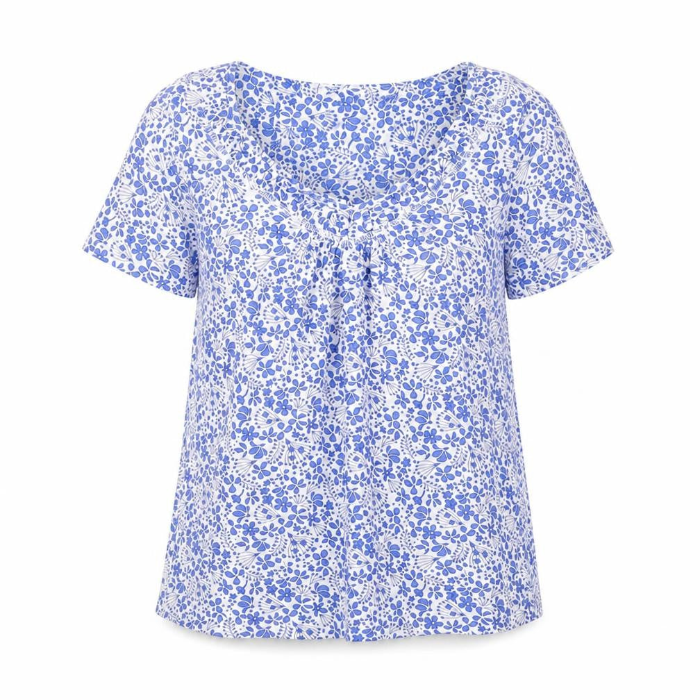 RJR.John Rocha Women's Blue Floral V-Neck Top