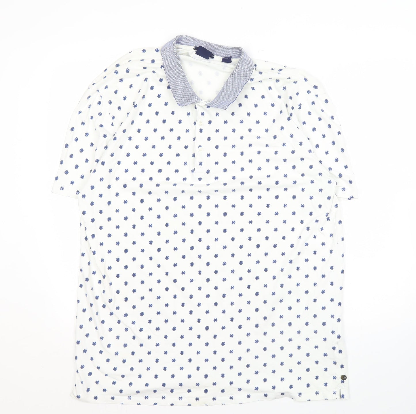 Scotch & Soda Men's White Geometric 2XL Polo Shirt