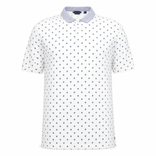 Scotch & Soda Men's White Geometric 2XL Polo Shirt