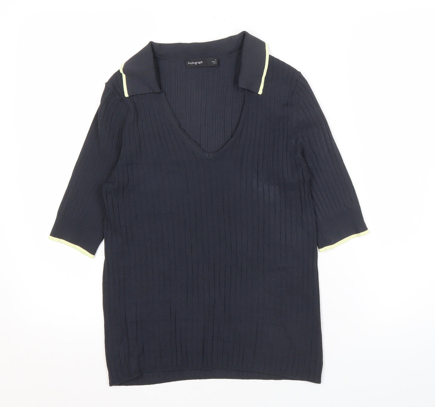 Marks & Spencer Women's Black Polo Top - Size 10
