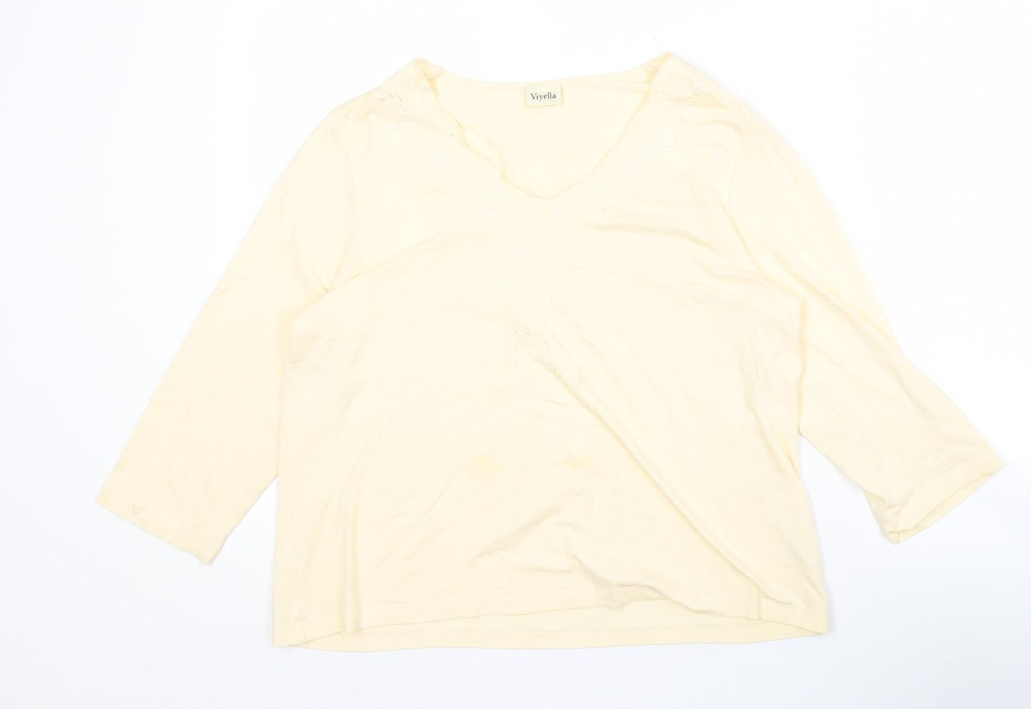 Viyella Women's Ivory Embroidered 3/4 Sleeve Top L
