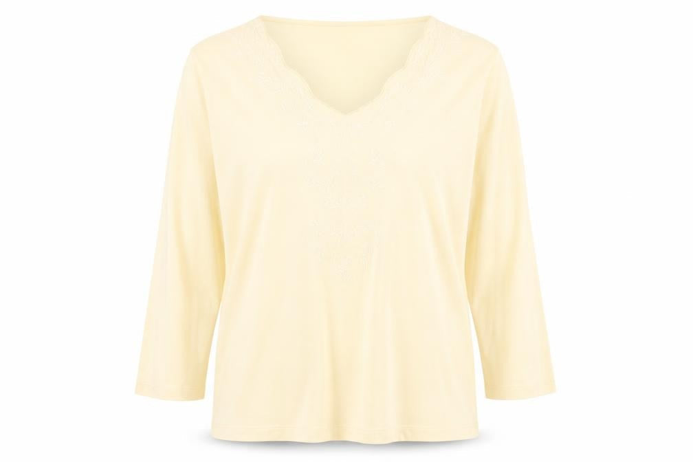 Viyella Women's Ivory Embroidered 3/4 Sleeve Top L
