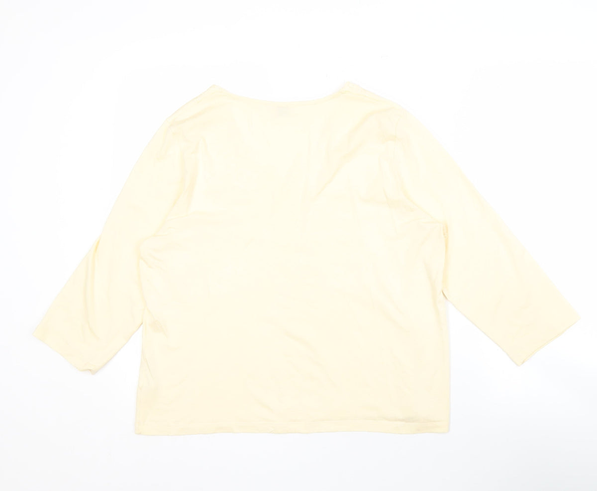Viyella Women's Ivory Embroidered 3/4 Sleeve Top L
