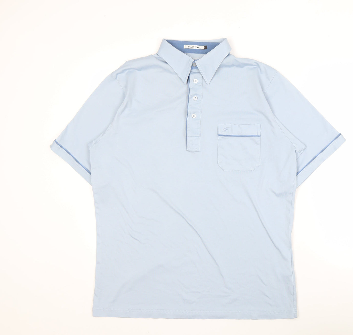 Farah Men's Blue L Polo Shirt - Classic Short Sleeve