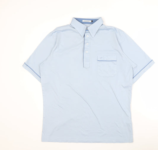 Farah Men's Blue L Polo Shirt - Classic Short Sleeve