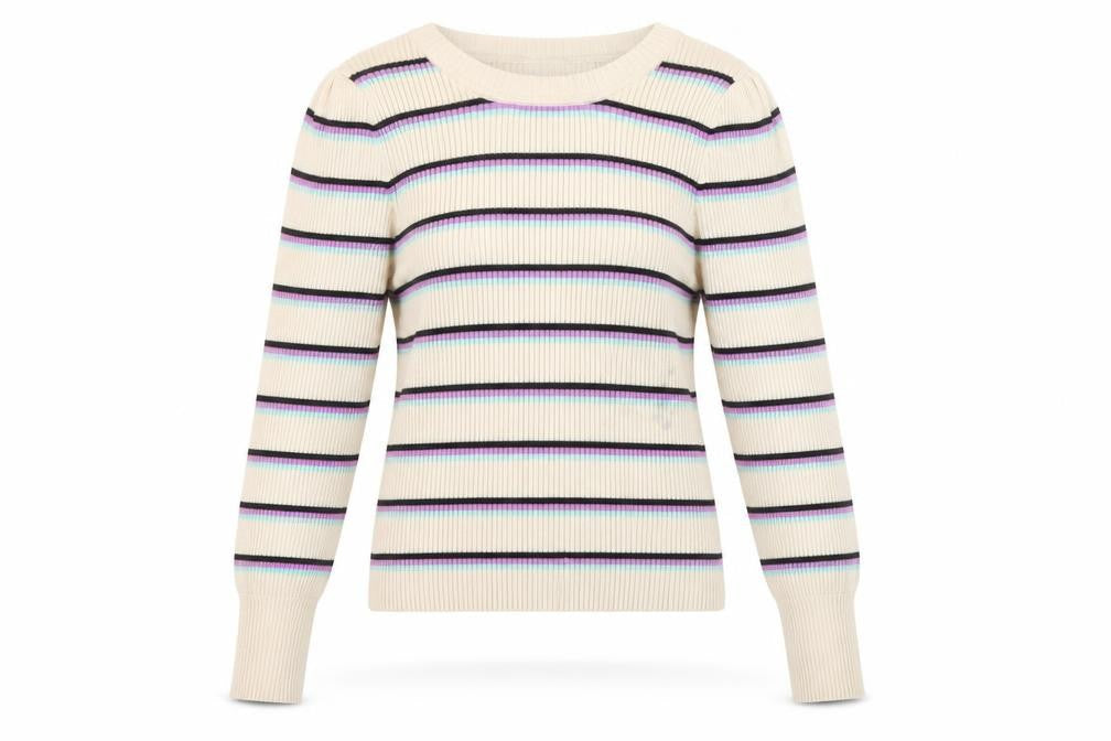 Fabienne Chapot Women's Beige Striped Pullover Jumper
