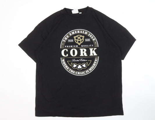 Traditional Craftwear Men's Black T-Shirt L Relaxed Fit