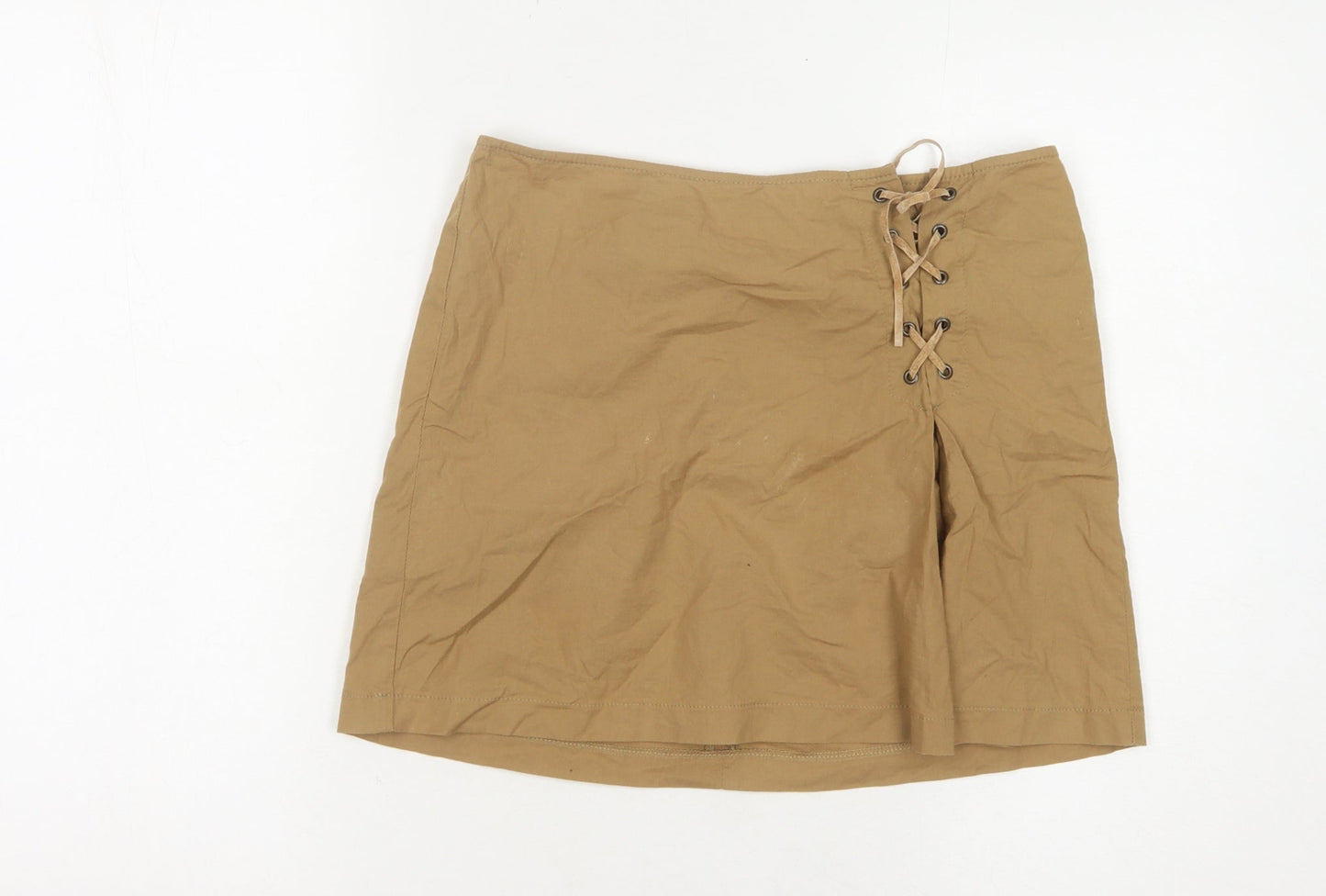 United Colors of Benetton Women's Beige Lace-Up Skirt Size 14