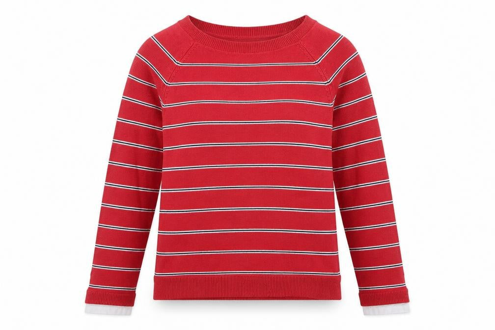 Esprit Women's Red Striped Pullover Jumper - L