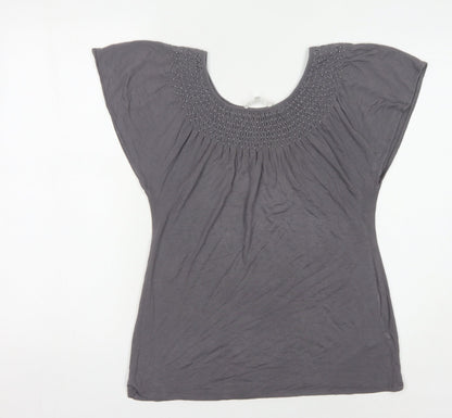 Additional front view of Linea Weekend Women's Grey T-Shirt, size S, Short Sleeves