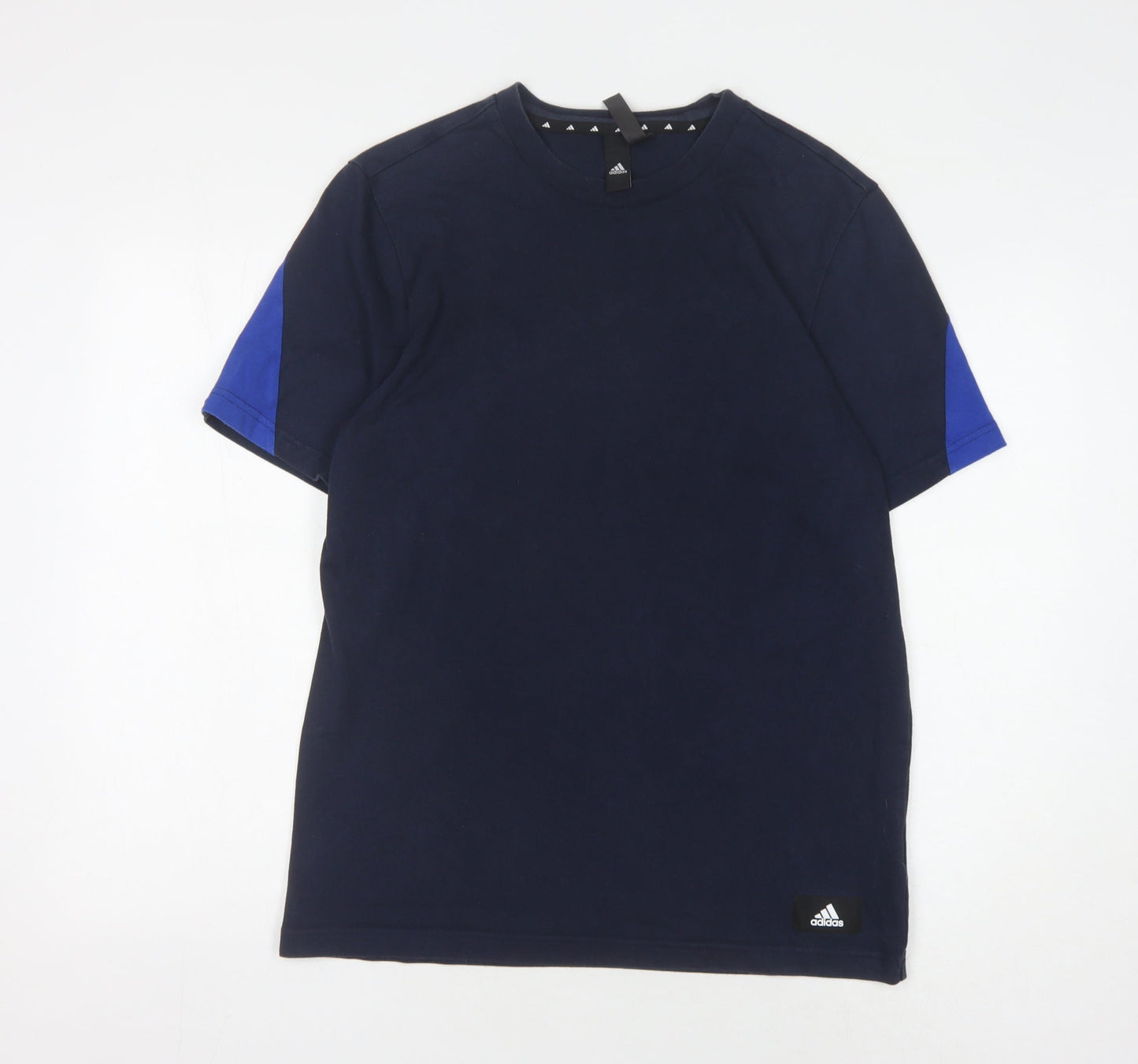 Adidas Men's Blue Crew Neck Logo T-Shirt, Size M
