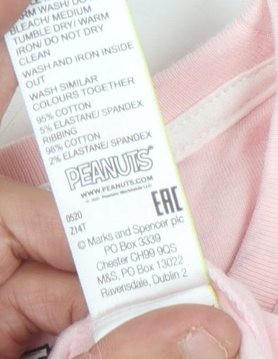Brand and care label for Marks & Spencer girls’' pink peanuts sweatshirt 11-12 years