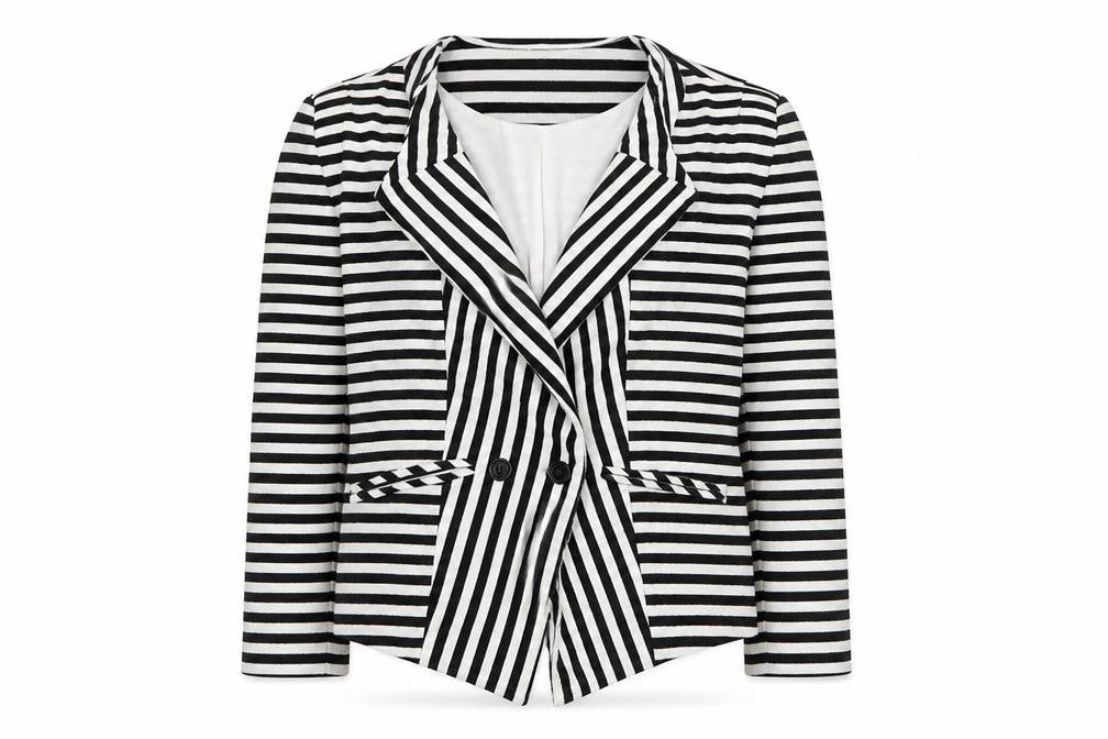 Forever 21 Women's Black/White Striped Blazer M