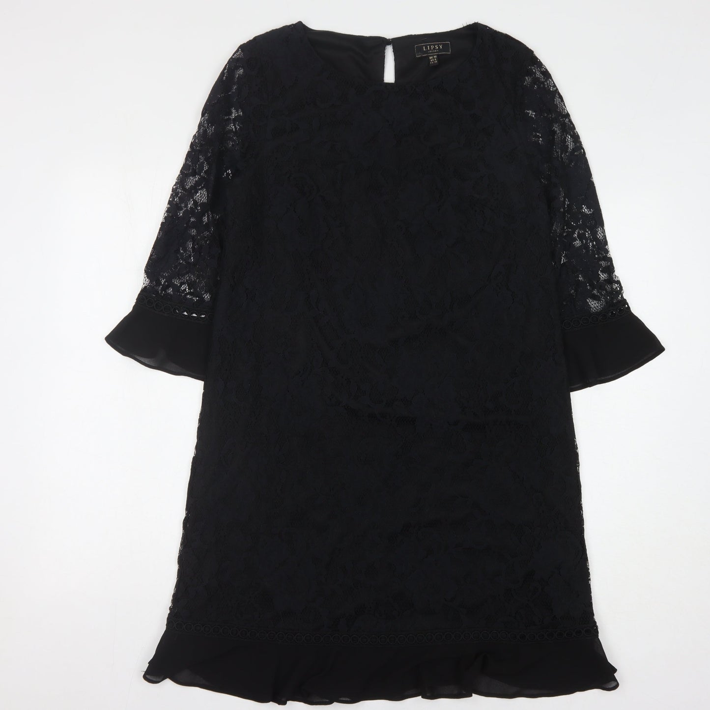 Lipsy Women's Black Lace Dress - Size 10