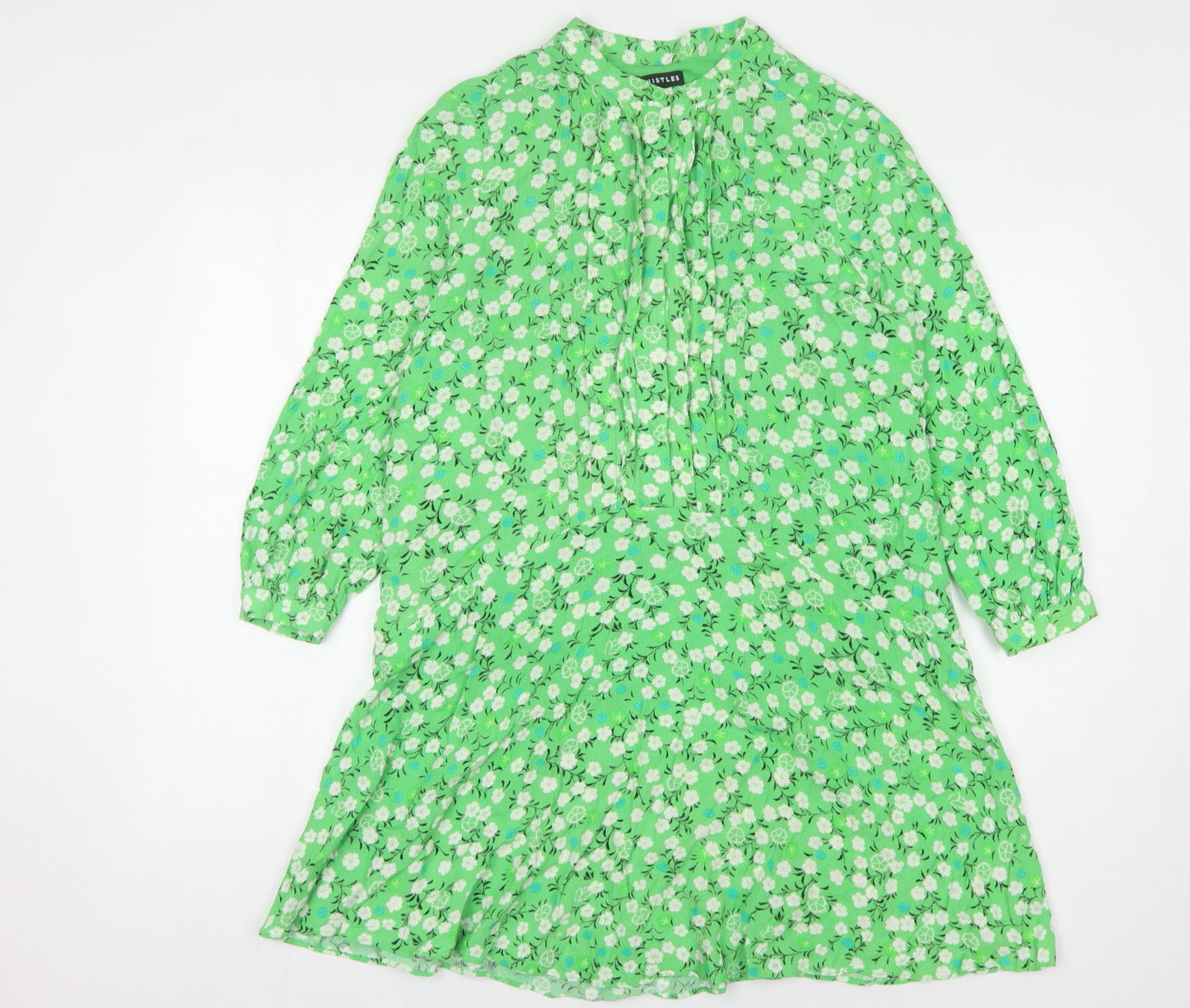 Whistles Green Floral Shift Dress - Size 12