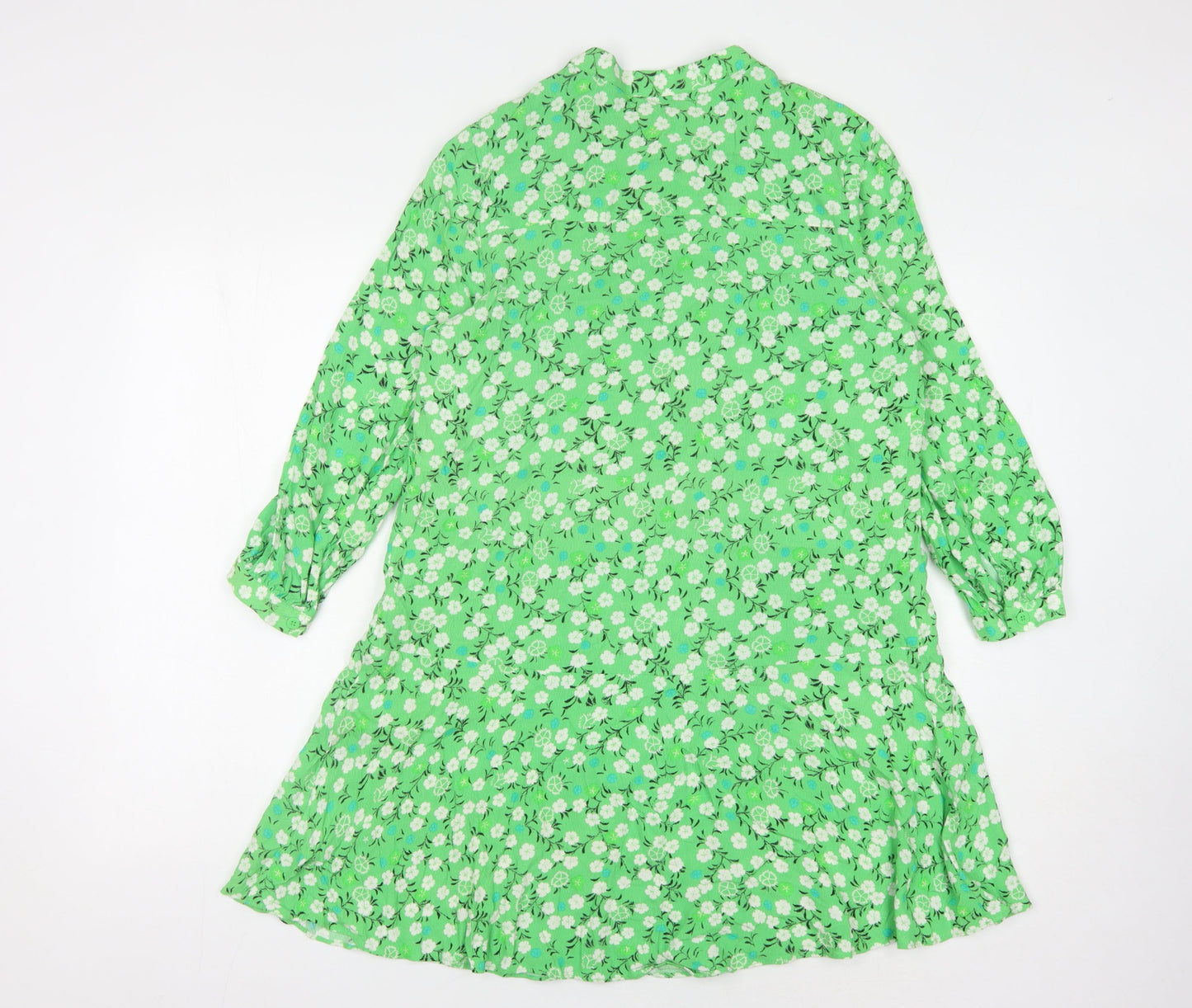 Whistles Green Floral Shift Dress - Size 12