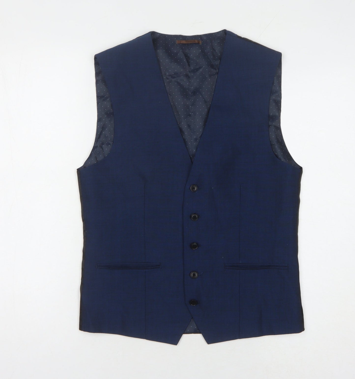 Next Men's Blue Suit Waistcoat, Size 36, Wool Blend