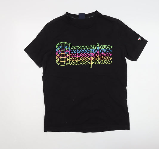 Champion Men's Black Graphic T-Shirt Medium