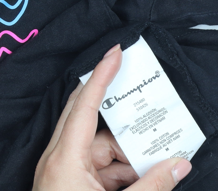 Champion Men's Black Graphic T-Shirt Medium