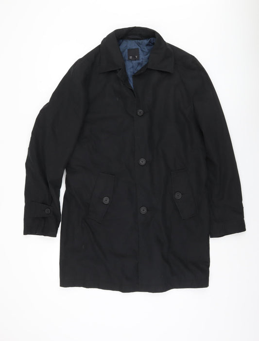 Esprit Men's Black Overcoat UK Size 36 - Collared Style