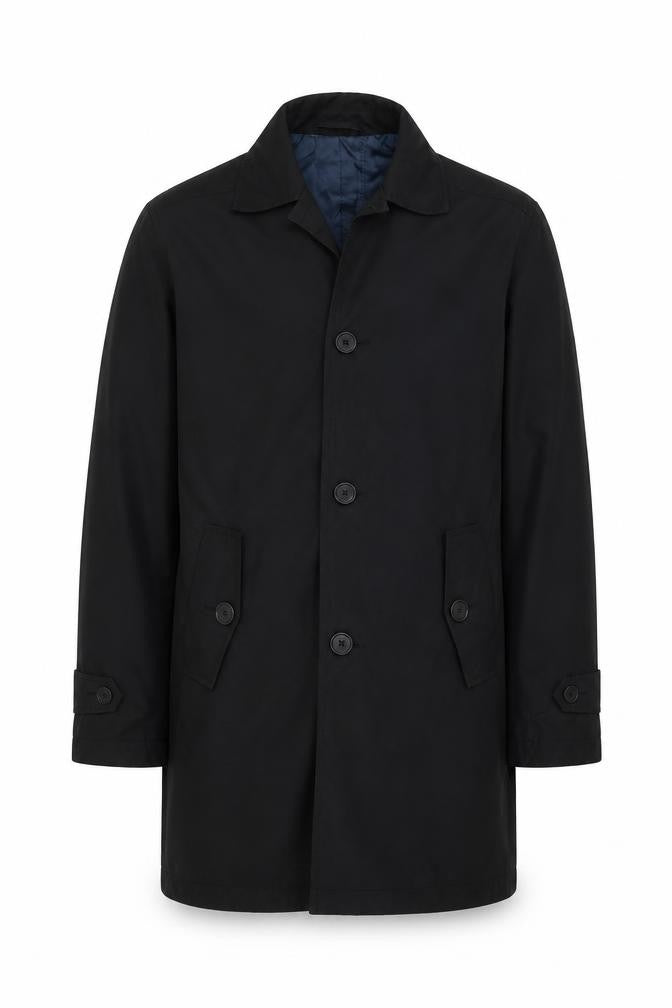 Esprit Men's Black Overcoat UK Size 36 - Collared Style