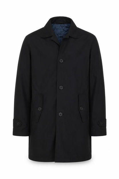 Front view of ESPRIT women’s black overcoat uk, size UK 36, - collared style