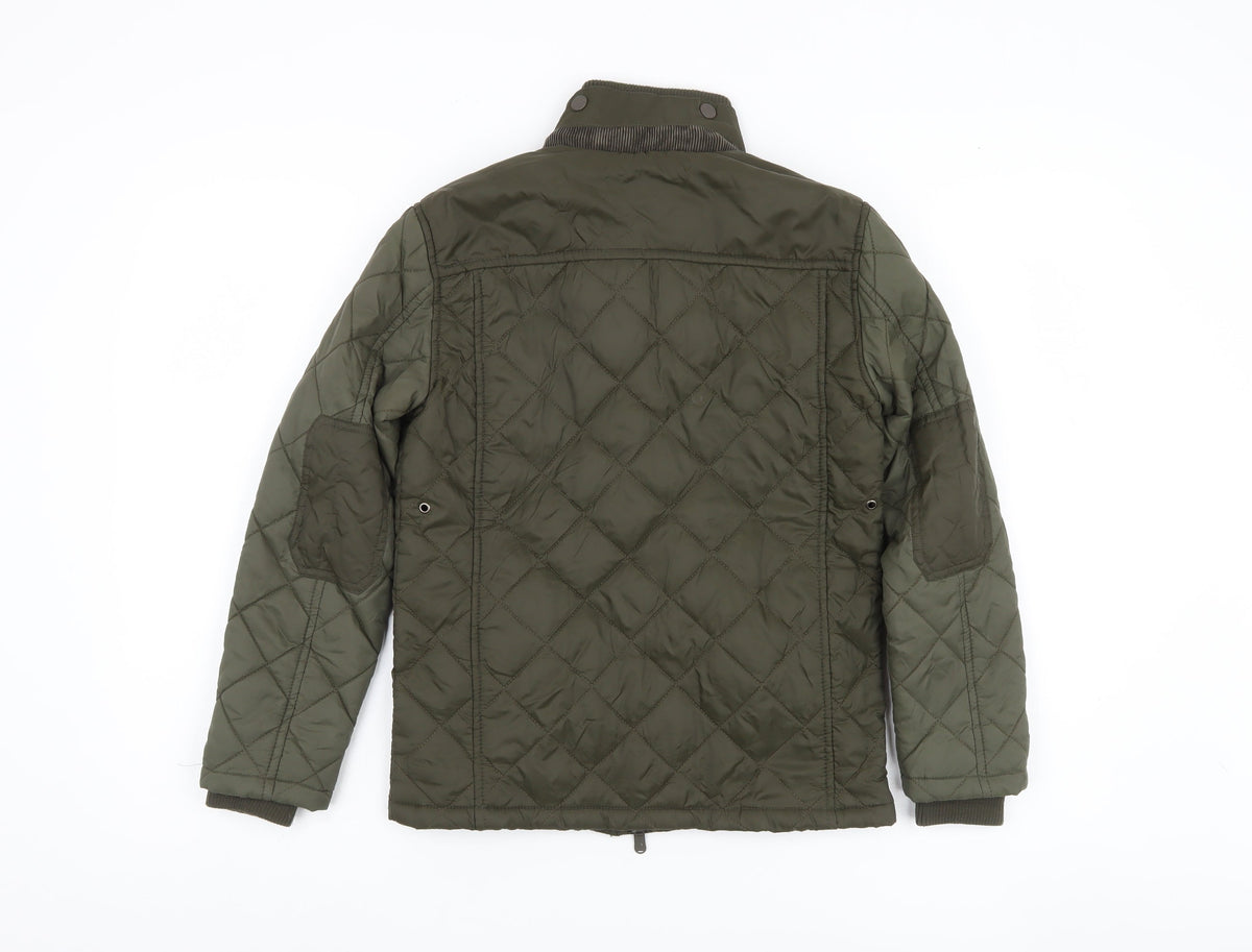 Ripstop Boys Green Quilted Winter Jacket - Regular Fit