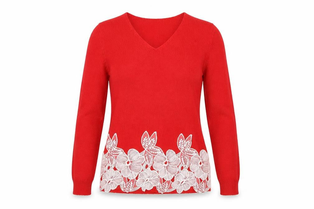Cotton Traders Red Acrylic Women’s Pullover Jumper Size 10