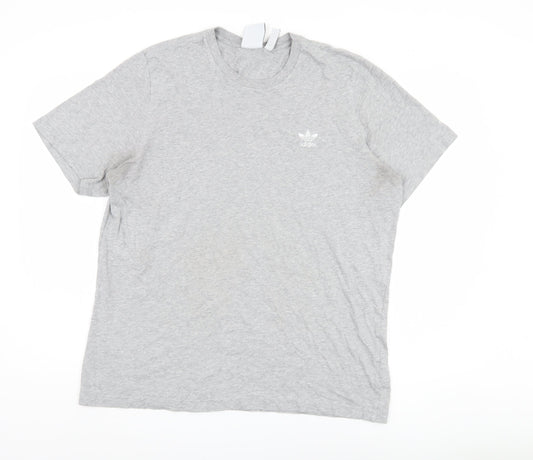 Adidas Men's Grey Cotton T-Shirt Size L