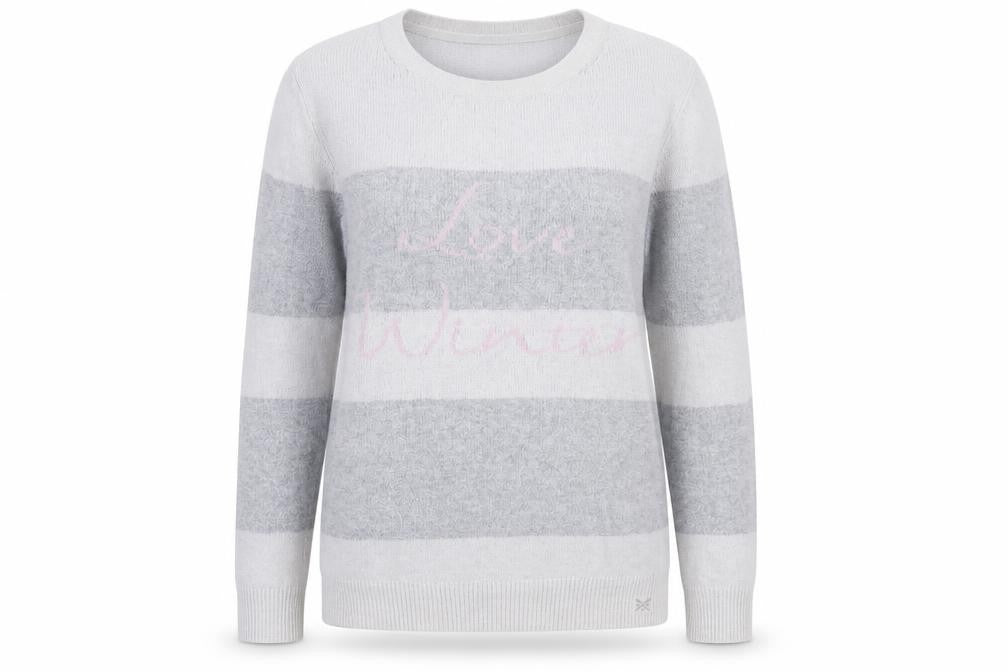 Crew Clothing Company Women's Grey Striped Pullover Jumper, Size 12