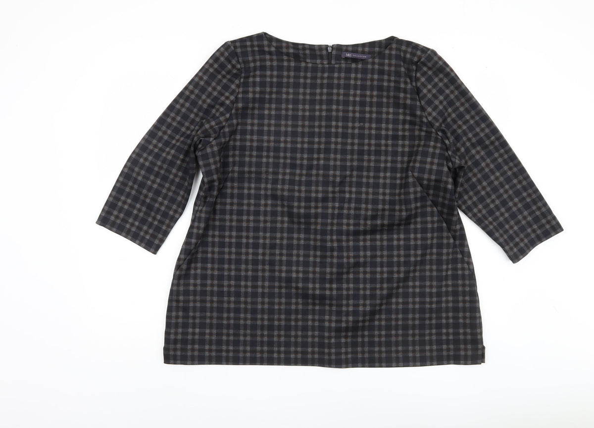 Marks & Spencer Women's Brown Check Blouse, Size 20