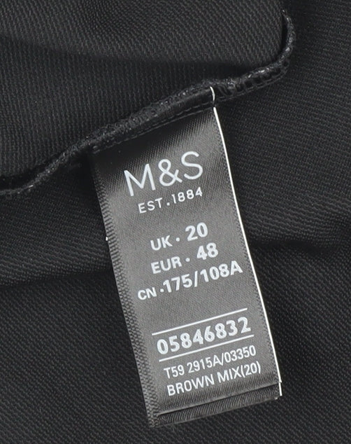Marks & Spencer Women's Brown Check Blouse, Size 20