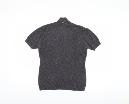 Planet Women's Grey Mock Neck Short Sleeve Jumper