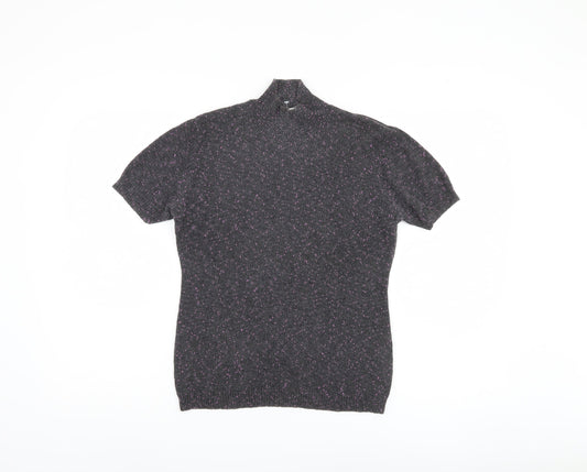 Planet Women's Grey Mock Neck Short Sleeve Jumper