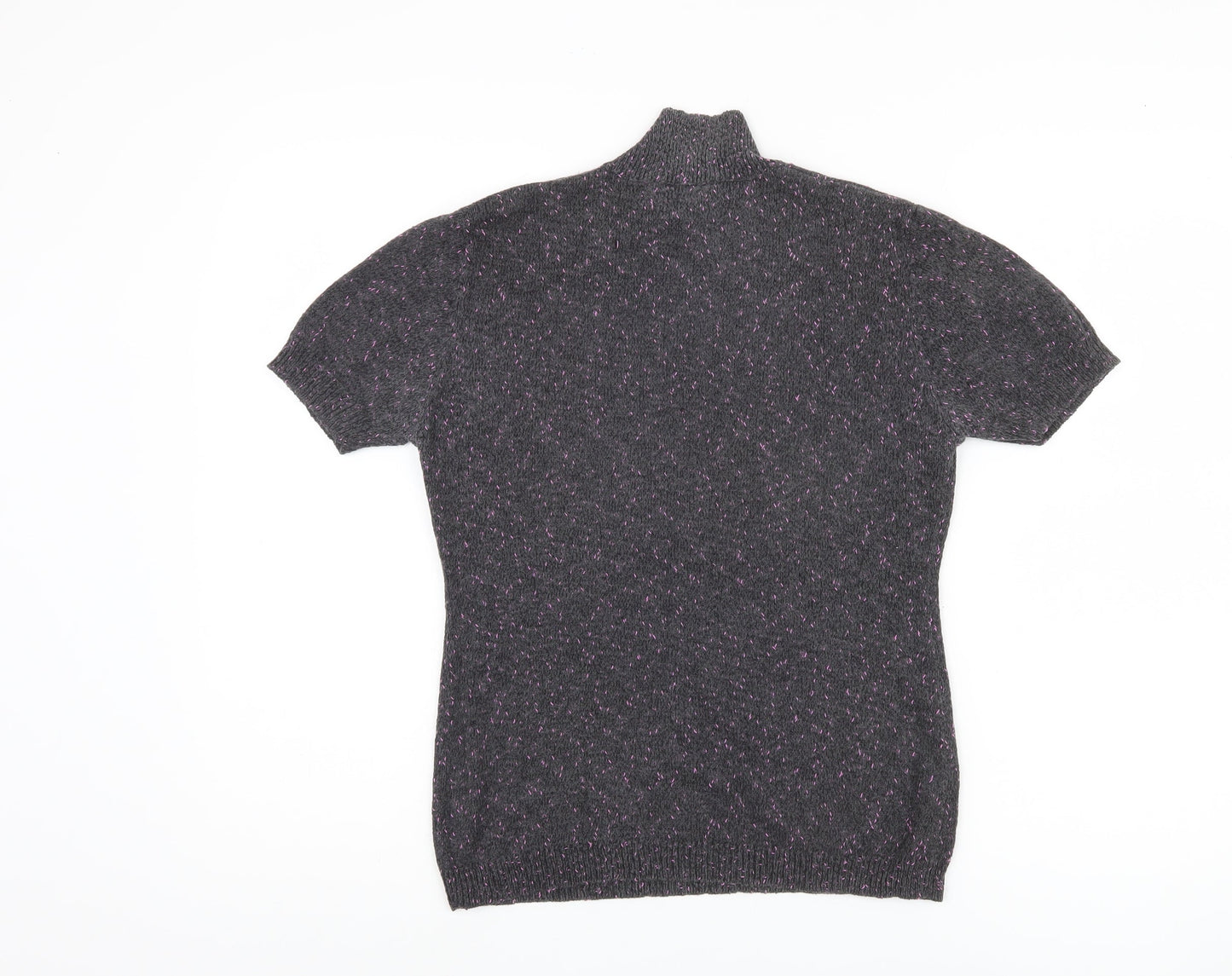 Planet Women's Grey Mock Neck Short Sleeve Jumper
