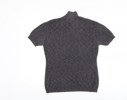 Planet Women's Grey Mock Neck Short Sleeve Jumper