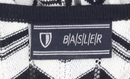 Basler Womens White Geometric Viscose Blend Tie Cardigan Size 12