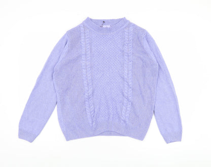 Additional front view of Honor Millburn Women's Purple Cable-Knit Jumper L