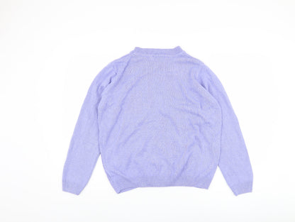 Back view of Honor Millburn Women's Purple Cable-Knit Jumper L