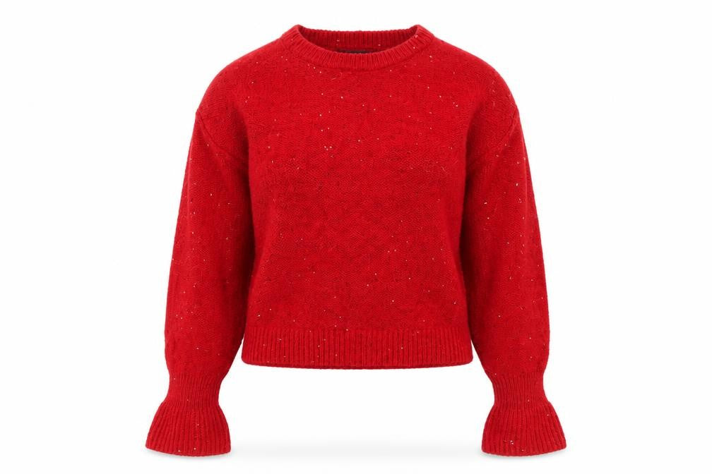DKNY Women's Red Pullover Jumper, Size S, Crew Neck Knit
