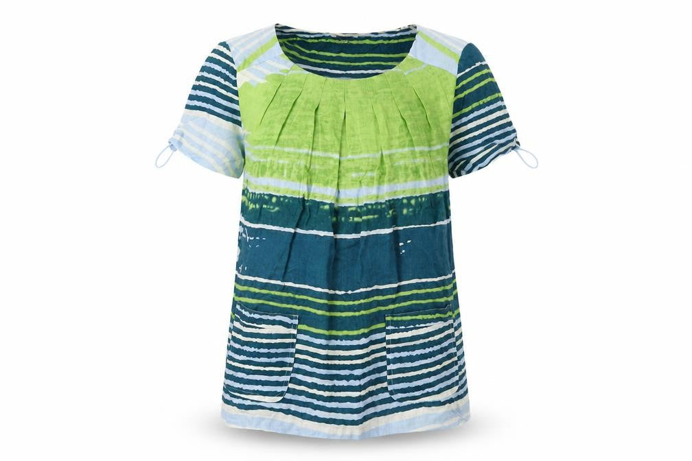 Kew Women's Multicoloured Striped XS Linen Tunic Blouse