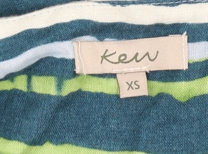 Kew Women's Multicoloured Striped XS Linen Tunic Blouse