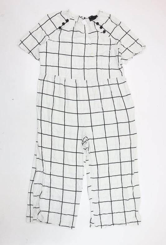 ASOS DESIGN Women's White Check Jumpsuit Size 12