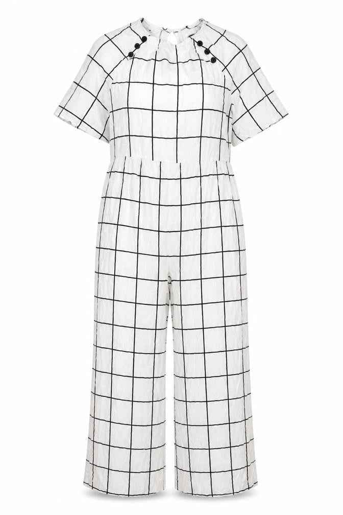 ASOS DESIGN Women's White Check Jumpsuit Size 12