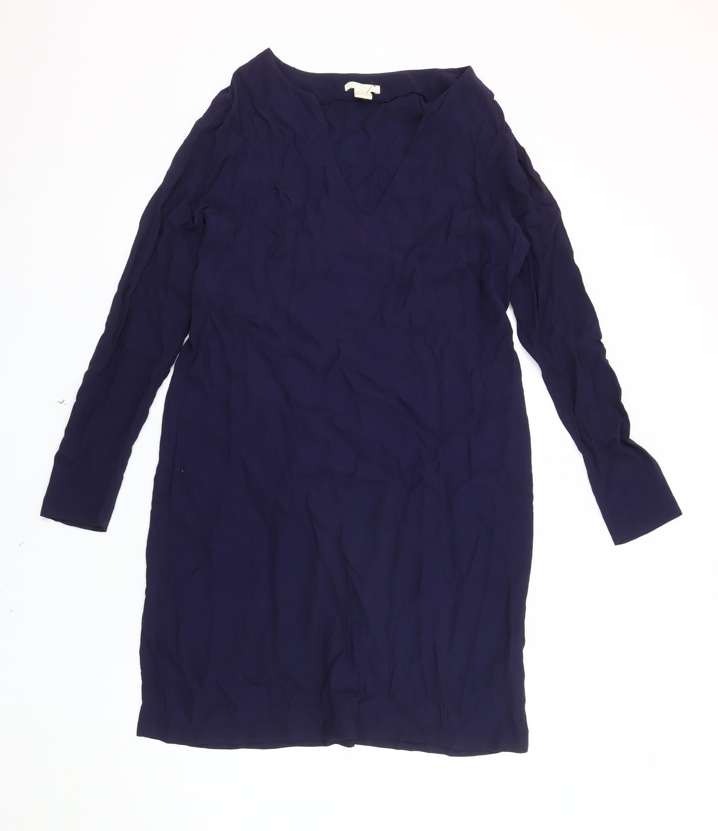 H&M Women's Blue Viscose Long Sleeve Dress - Size 8