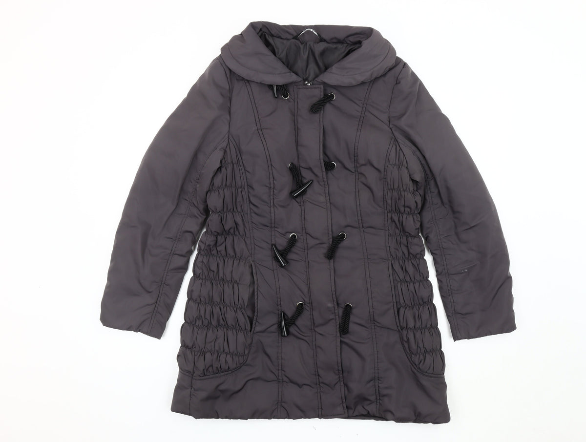 Bonmarché Women's Grey Duffle Coat Size 12 Mid-Length Toggle